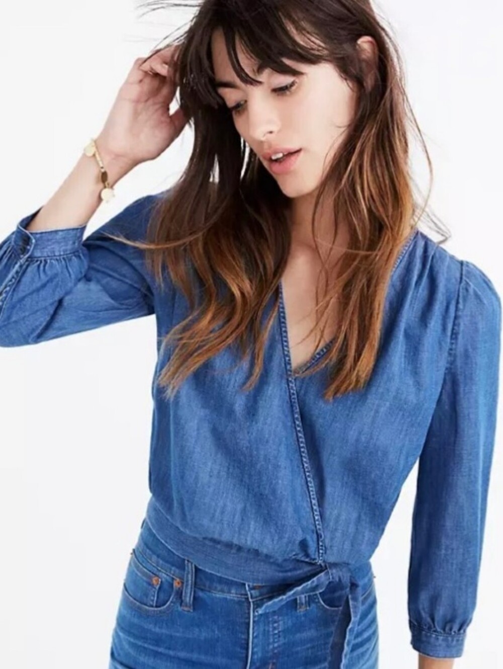 Madewell Denim Wrap Top